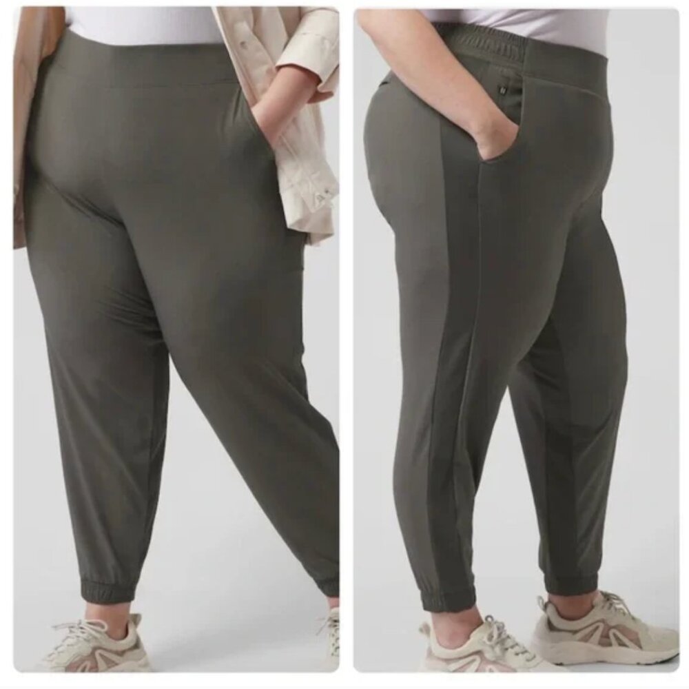 ATHLETA Brooklyn Joggers Size 26 Plus Pants Olive Green 3X NEW $98 msrp